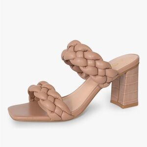 Braided Tan Block Heels